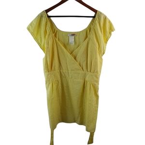 Lemon Kiss 3X Bright Yellow Eyelet Top Plus